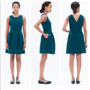 Madewell Midnight Spruce Teal Green Fit and Flare Sleeveless Dress Size 4